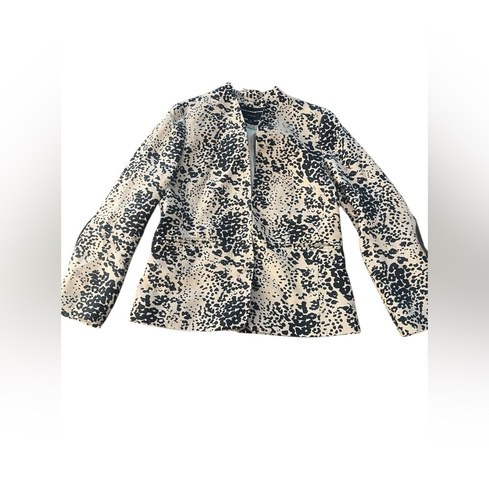 J. CREW black and tan leopard print Going Out cropped blazer jacket size 8